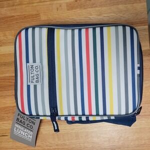 Fulton Bag Co Insulated Lunch Bag Upright Box Striped Microban Hard Liner READ!!